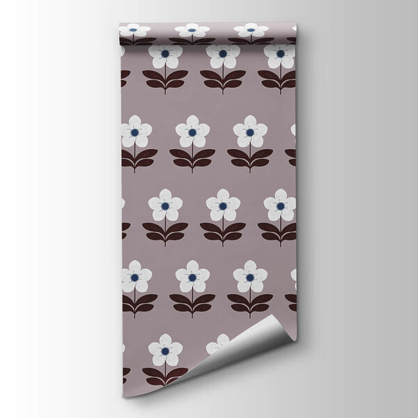 Pattern of white flowers and brown leaves Pattern of white flowers and brown leaves