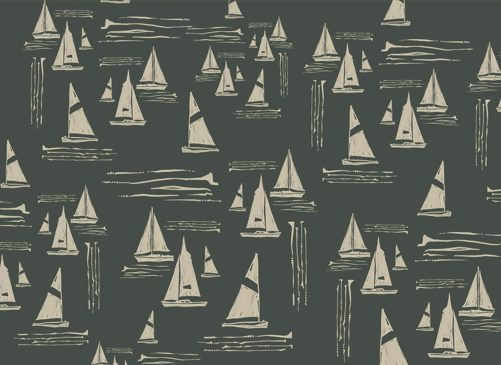 Pattern of sailboats on a dark background Pattern of sailboats on a dark background