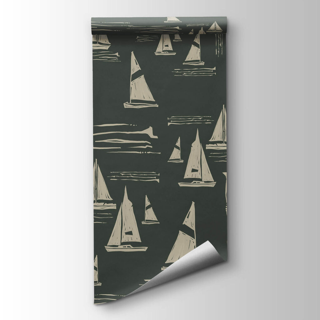 Pattern of sailboats on a dark background Pattern of sailboats on a dark background