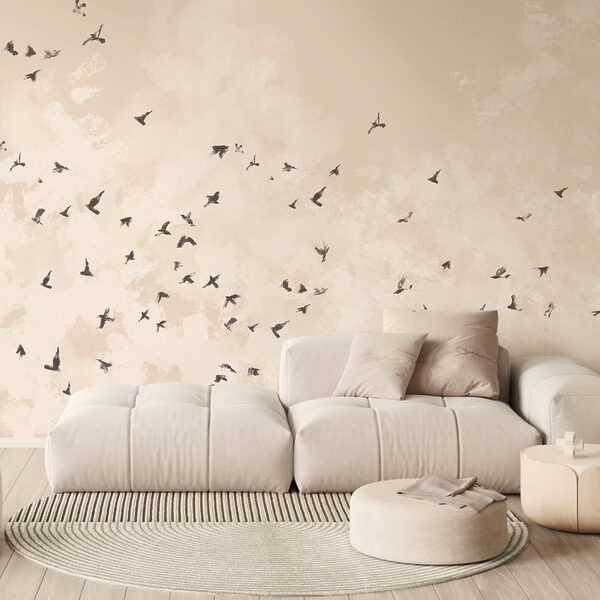 Kŕdeľ vtákov na oblohe