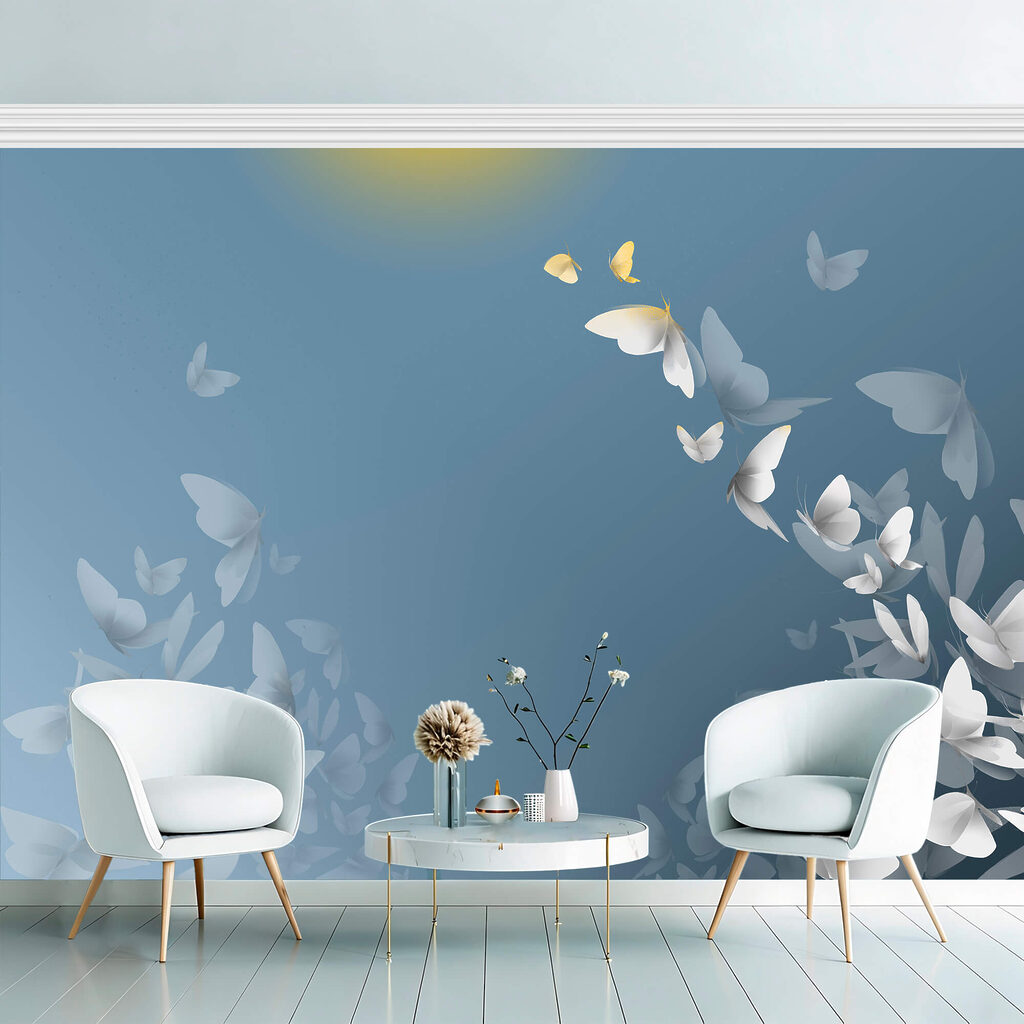 Skupina motýľov lietajúcich na oblohe Skupina motýľov lietajúcich na oblohe