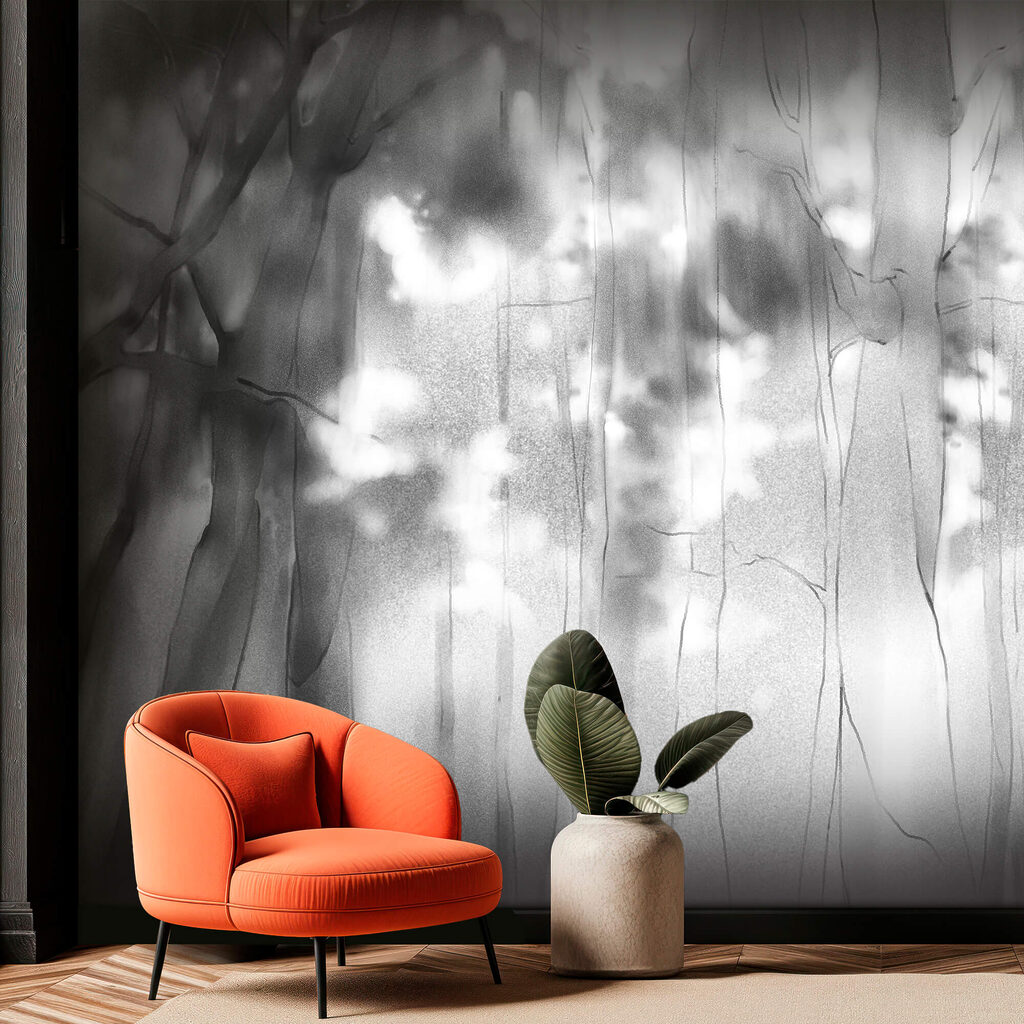 Čiernobiely obrázok stromov Čiernobiely obrázok stromov