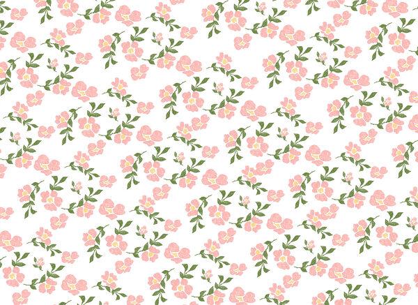 Pattern of pink flowers and green leaves