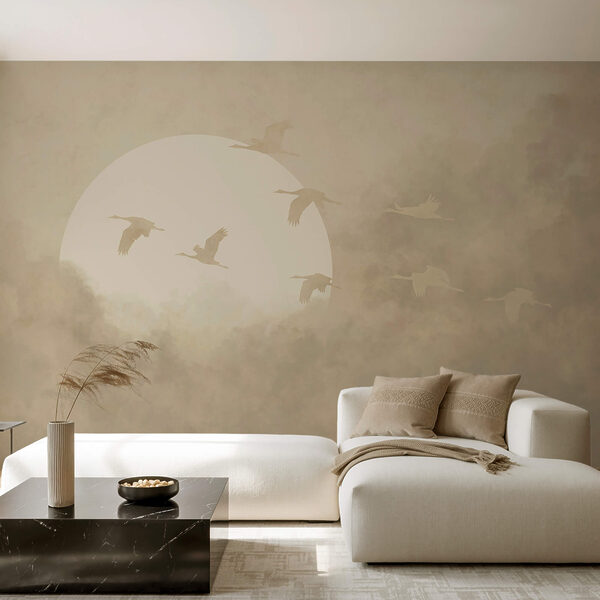 Vtáky lietajúce na oblohe