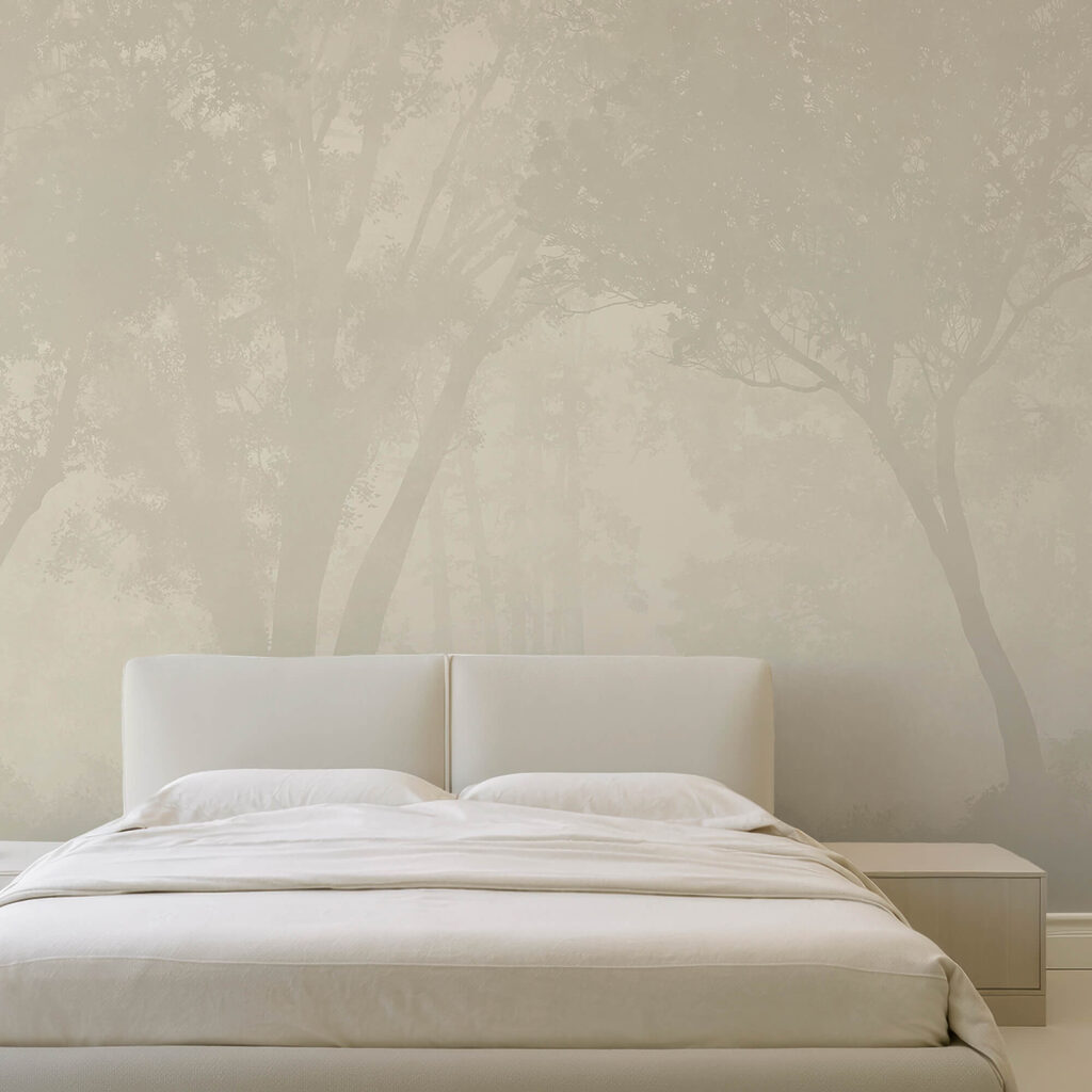 Hmlistý les so stromami