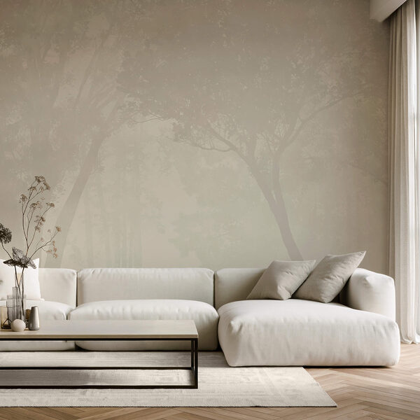 Hmlistý les so stromami