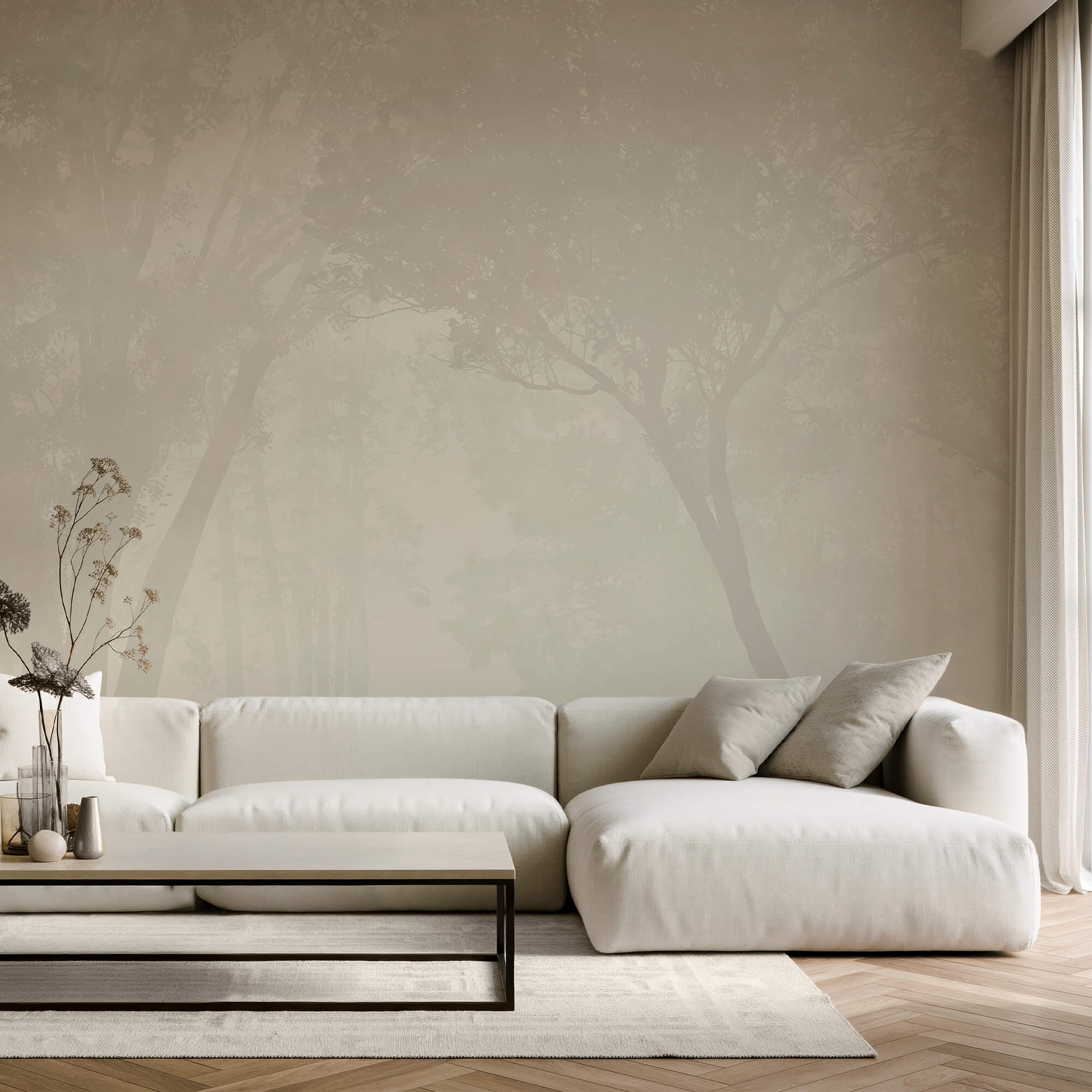 Hmlistý les so stromami