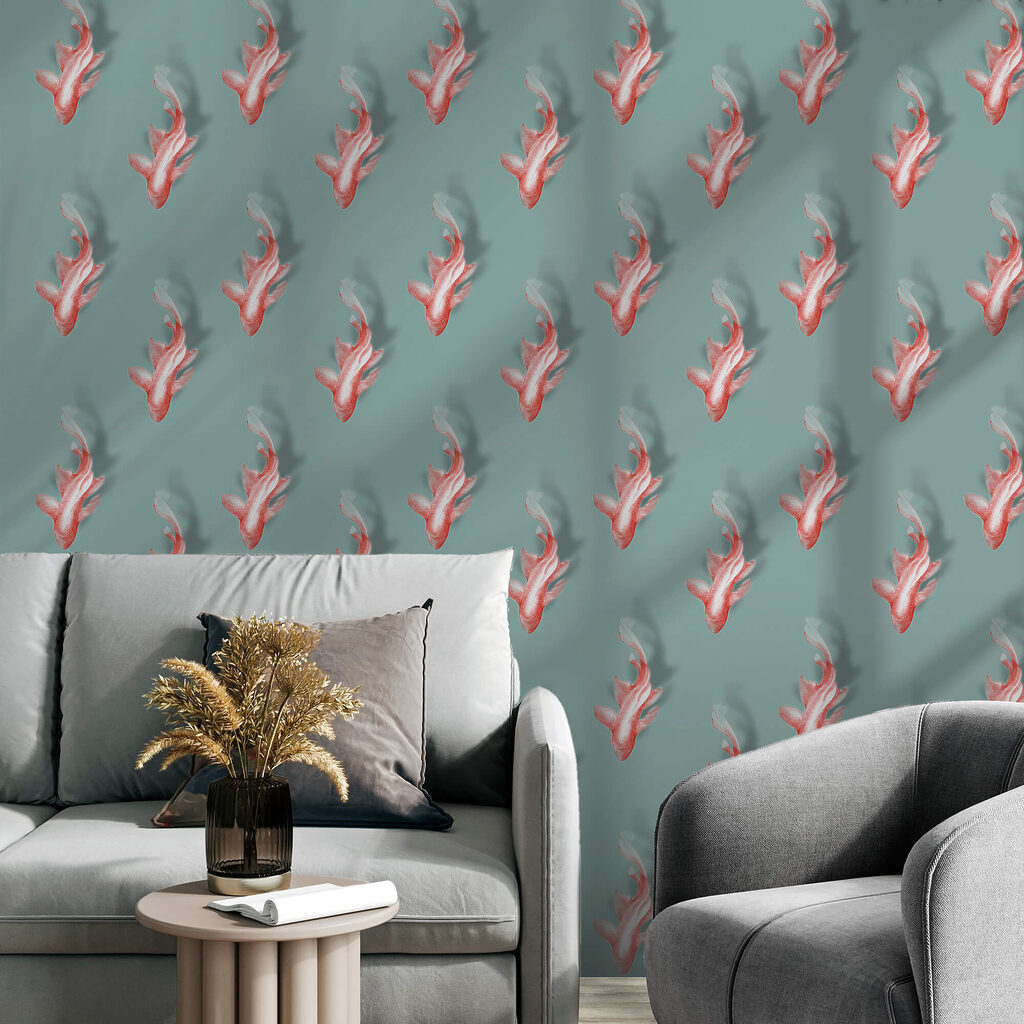 Vzor rýb na modrom pozadí