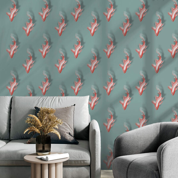 Vzor rýb na modrom pozadí