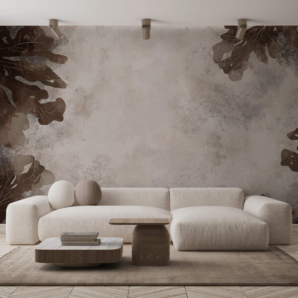 Hnedé listy na bielom povrchu