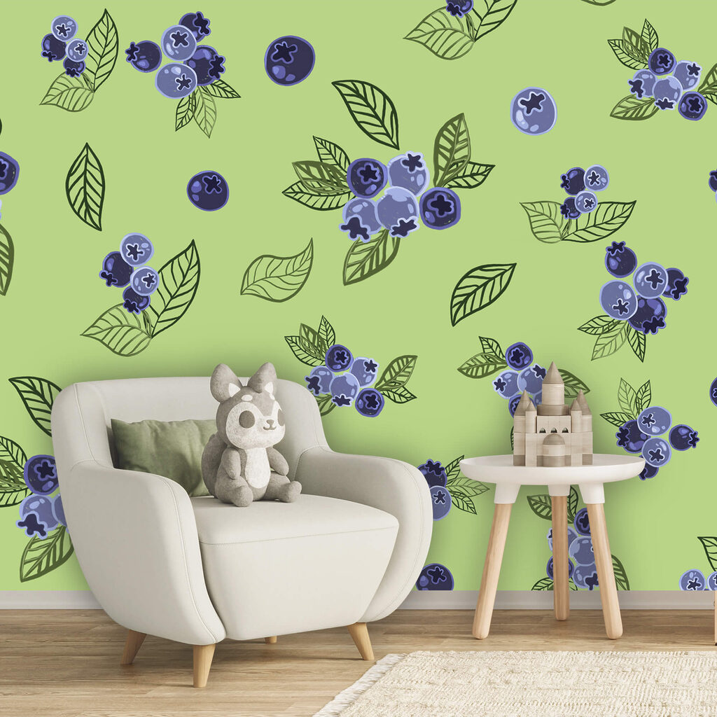 Motív čučoriedok a listov