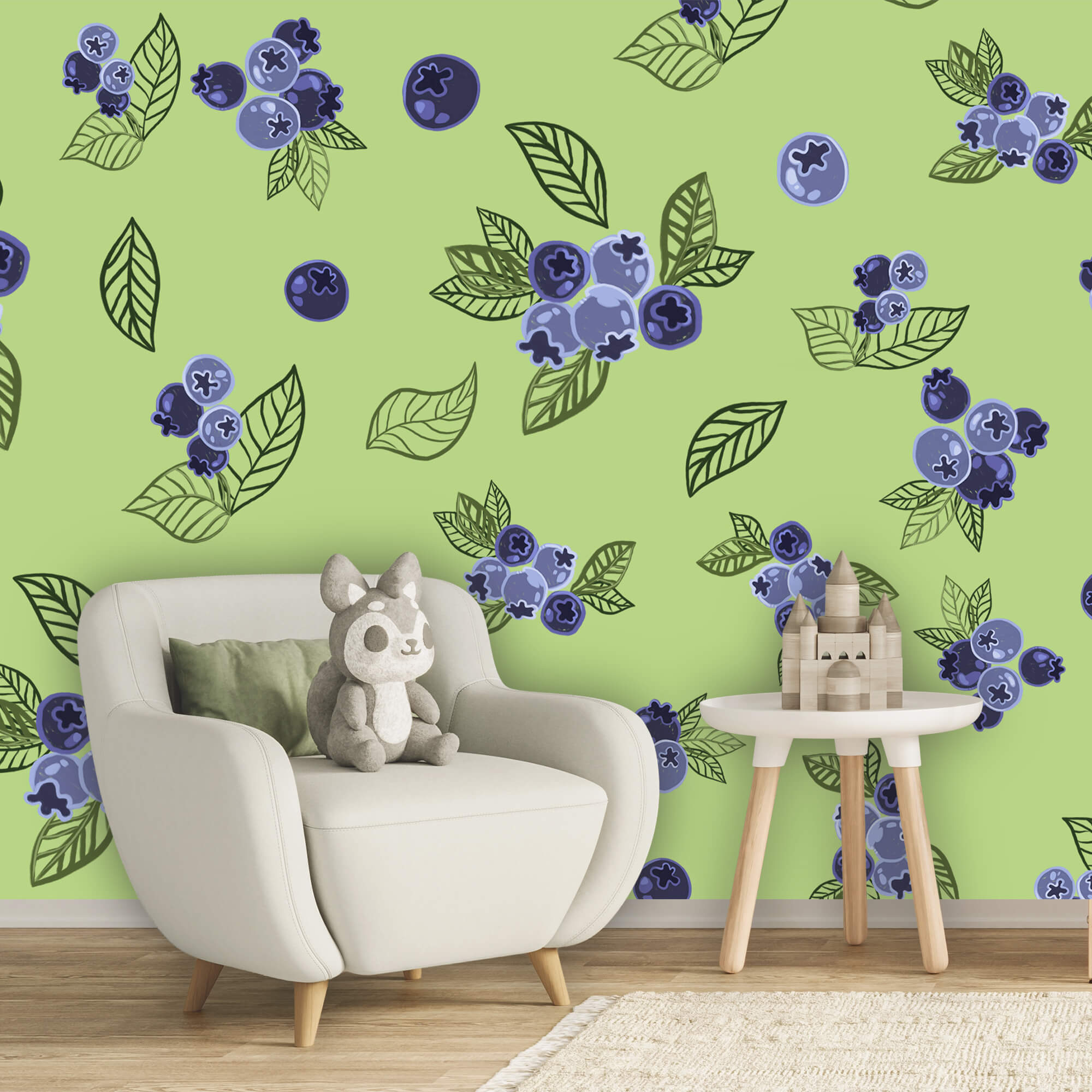 Motív čučoriedok a listov