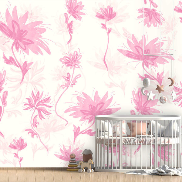 Fototapety Fototapety Ružové kvety na bielom pozadí (Katalógové číslo: t00627v1)