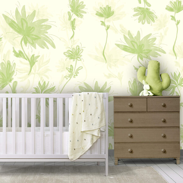 Zelený a biely kvetinový vzor