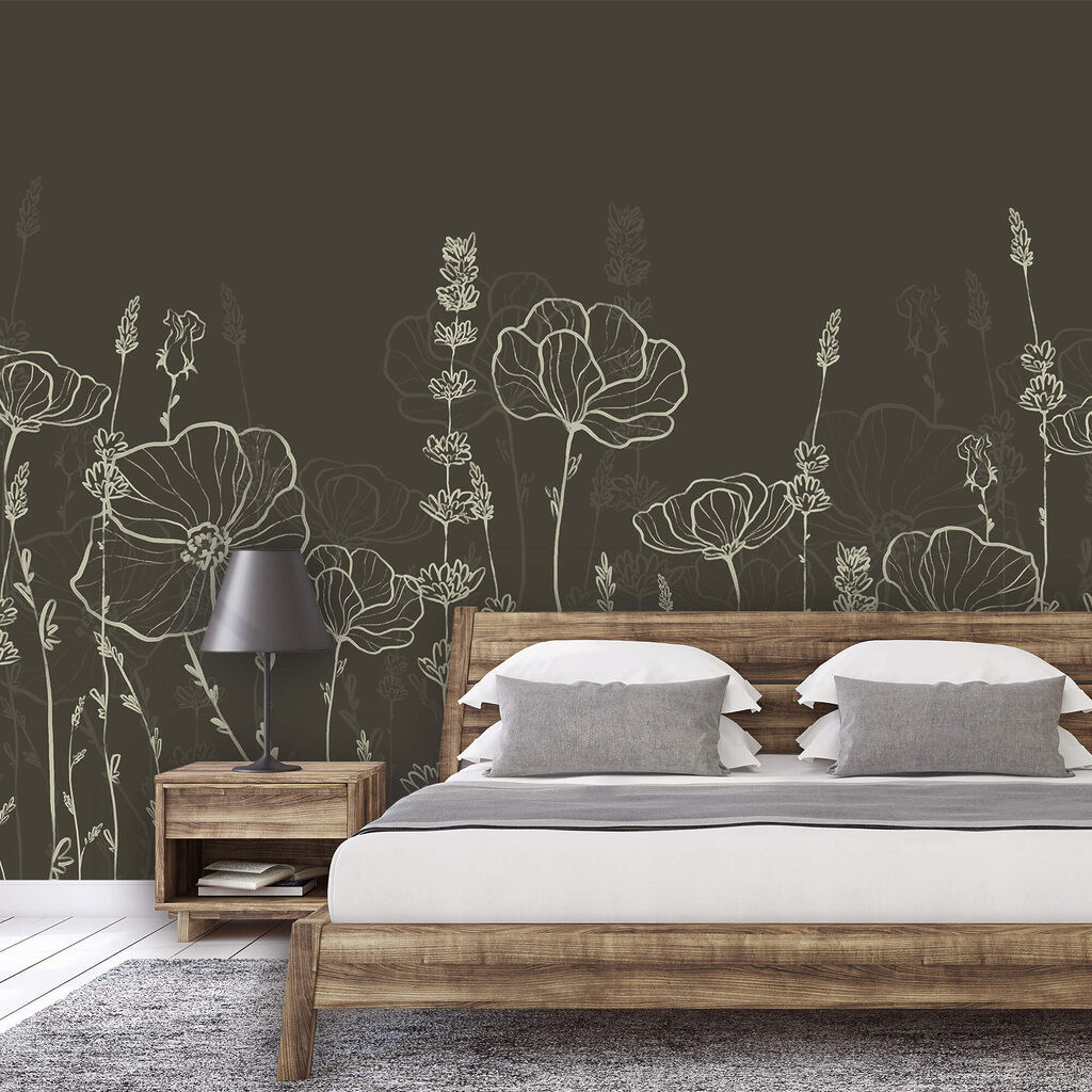 Rad kvetov na tmavom pozadí