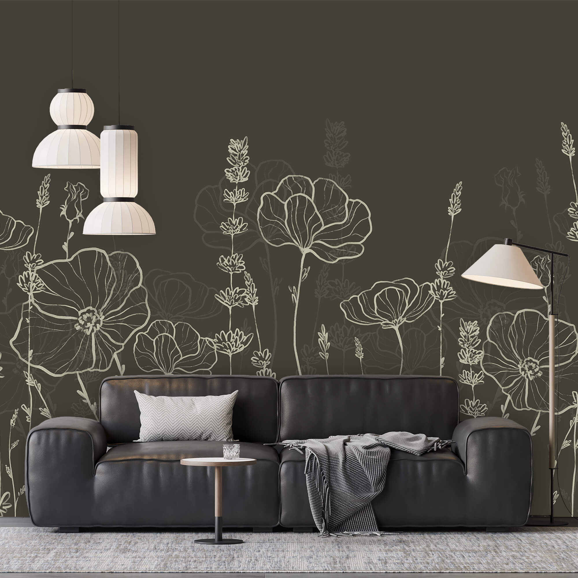 Rad kvetov na tmavom pozadí