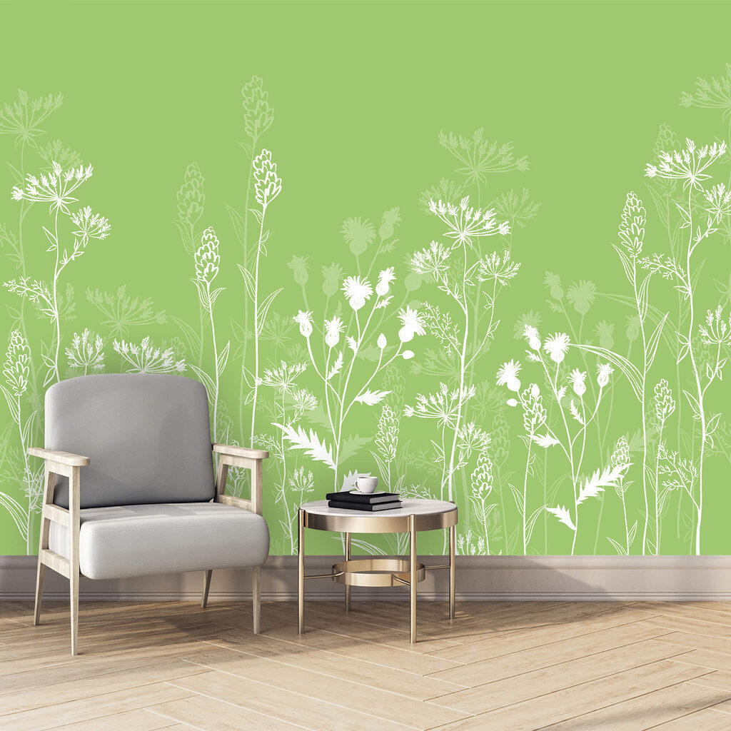 Biele kvety na zelenom pozadí