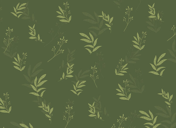 Pattern of leaves on a green background