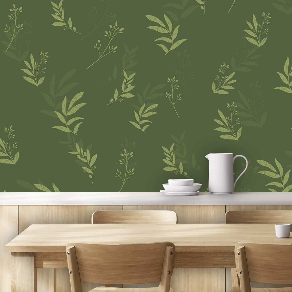 Vzor listov na zelenom pozadí