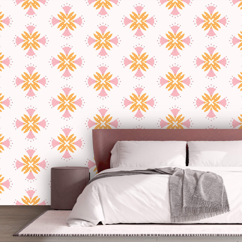 Vzor z ružových a oranžových kvetov