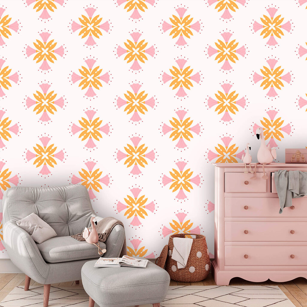 Vzor z ružových a oranžových kvetov