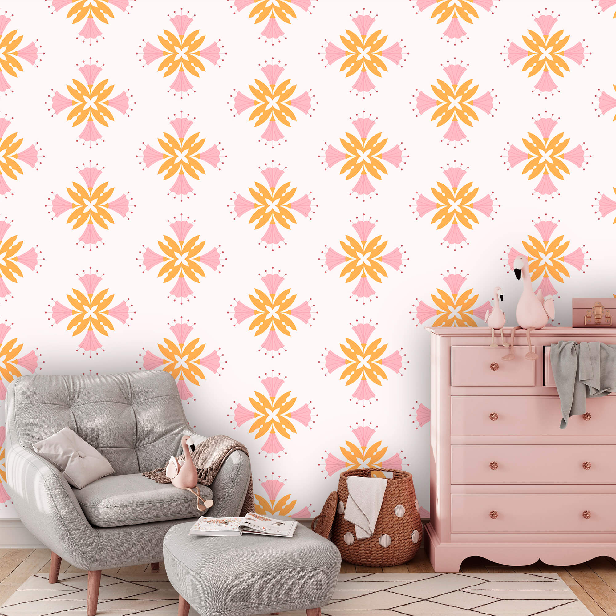 Vzor z ružových a oranžových kvetov