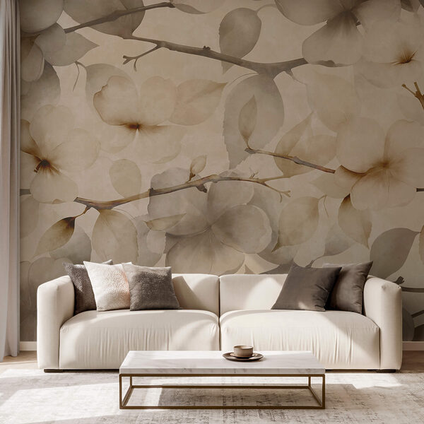 Fototapety Jemné kvetinové motívy na tlmenom pozadí