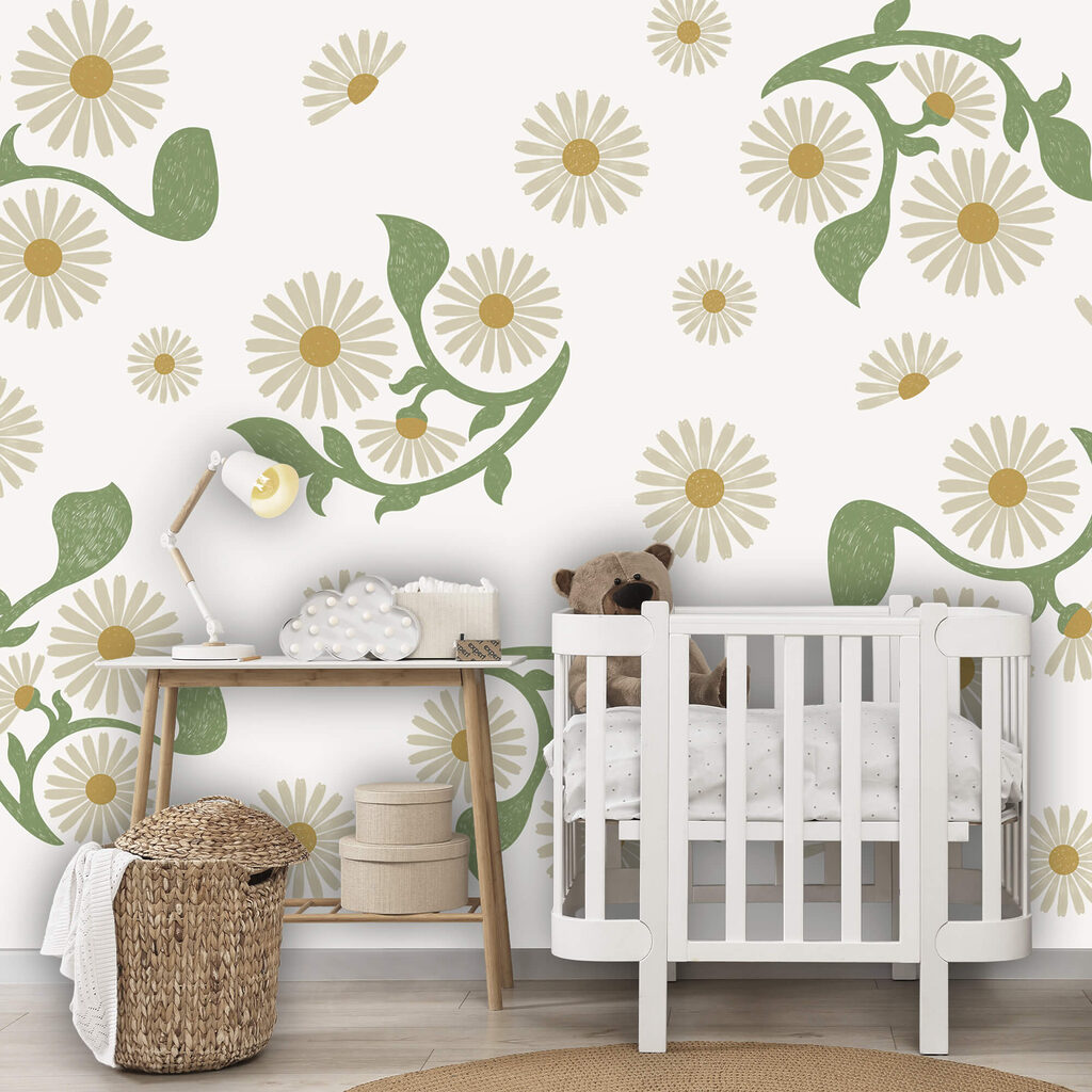 Bielo-zelený kvetinový vzor