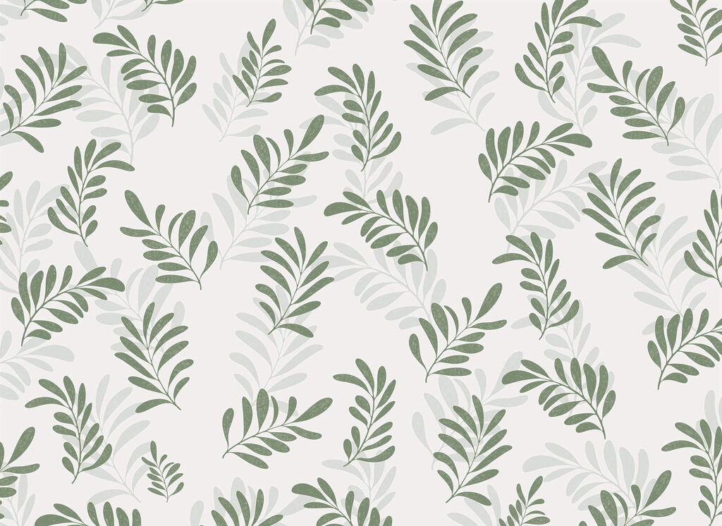 Pattern of leaves on a white background