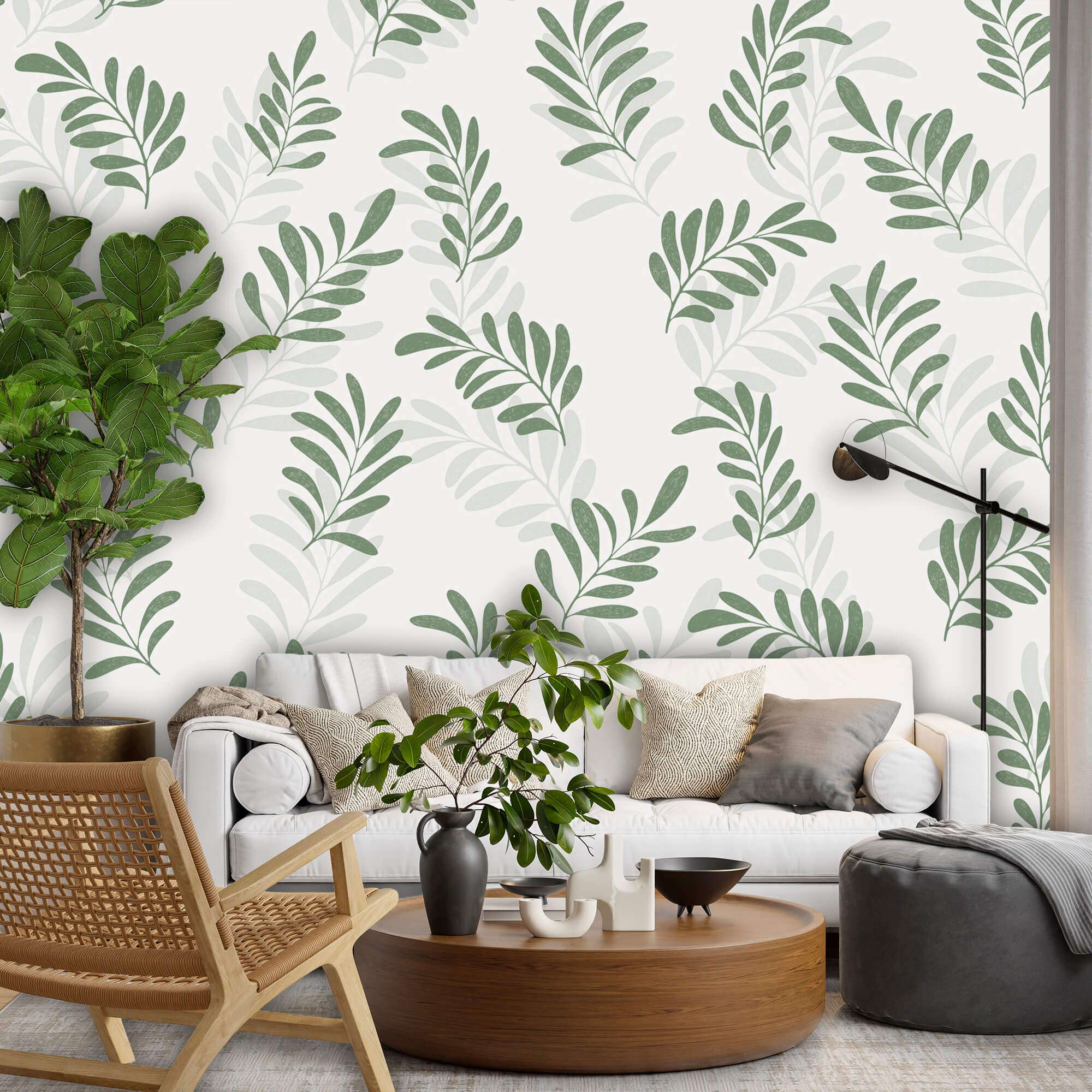 Vzor listov na bielom pozadí