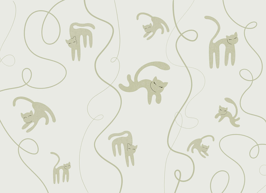 Pattern of cats and vines
