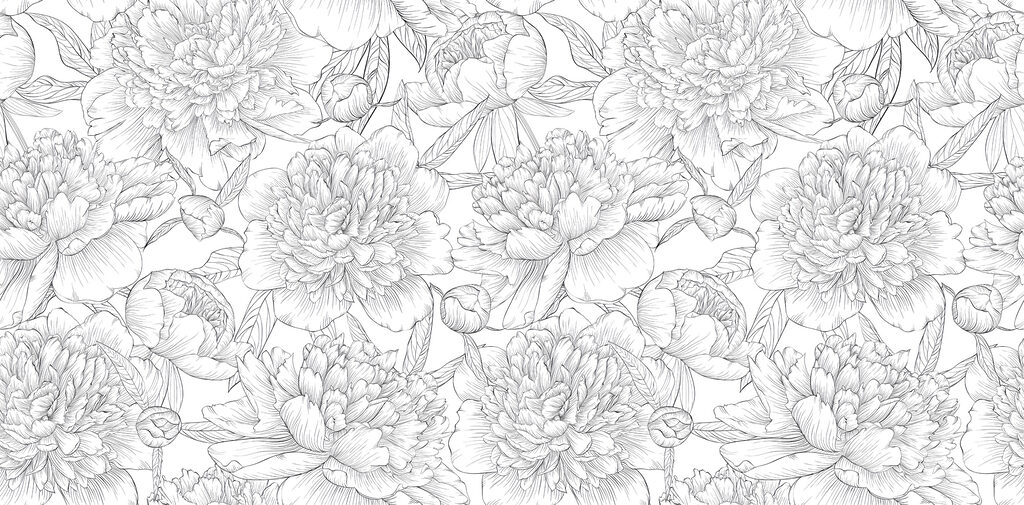 Pattern of flowers and leaves