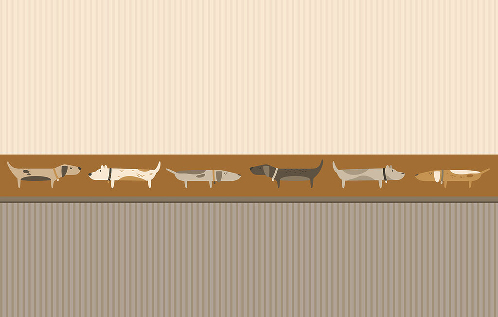 Row of dogs on a wall