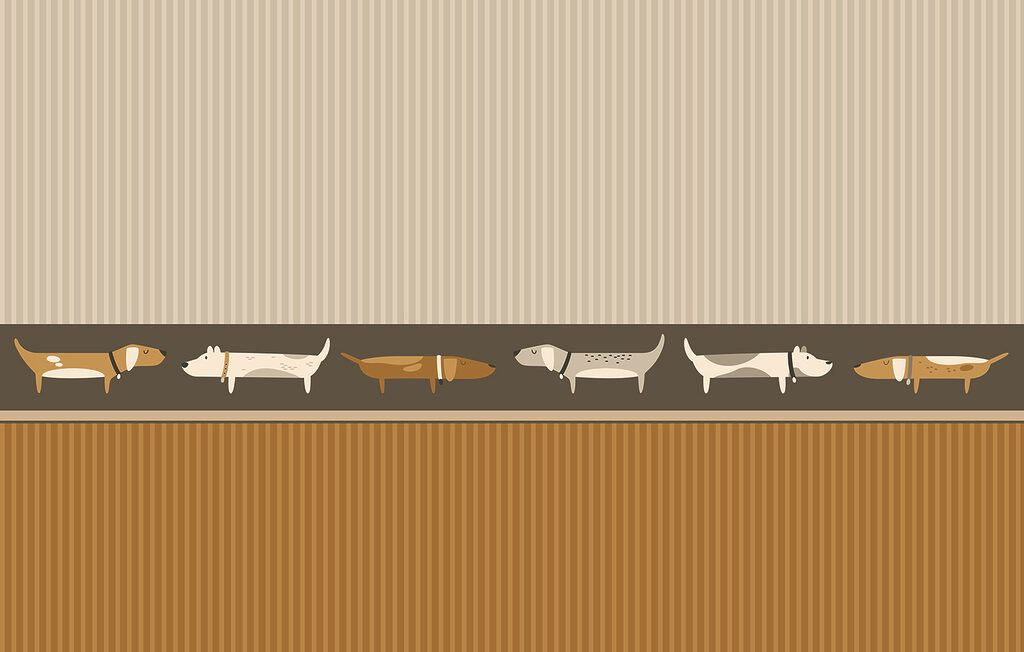 Row of dogs on a wall