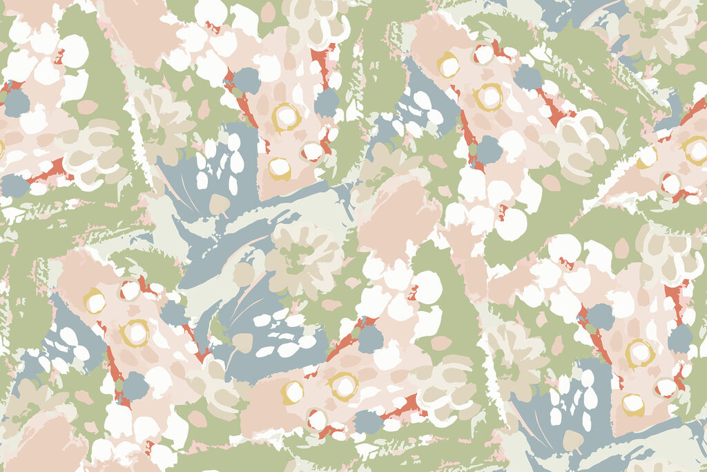 Colorful pattern with white and pink flowers