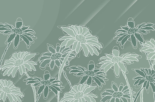 Group of flowers on a green background Group of flowers on a green background