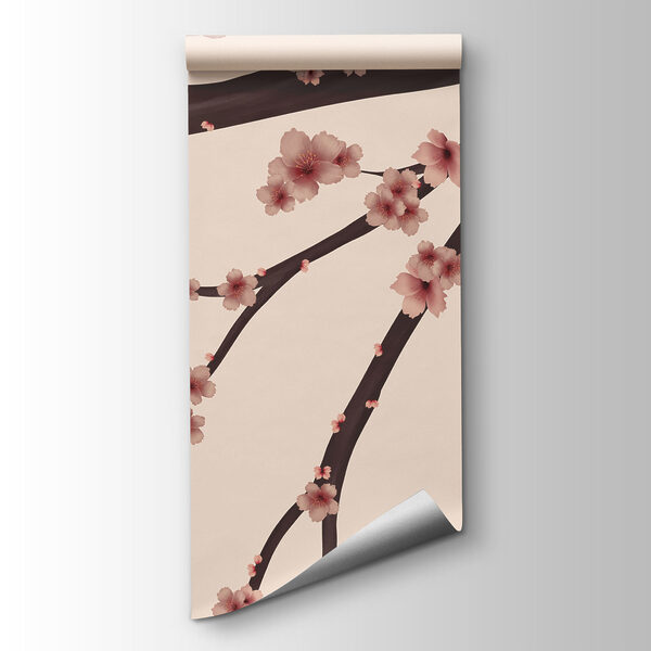Tree branch with pink flowers