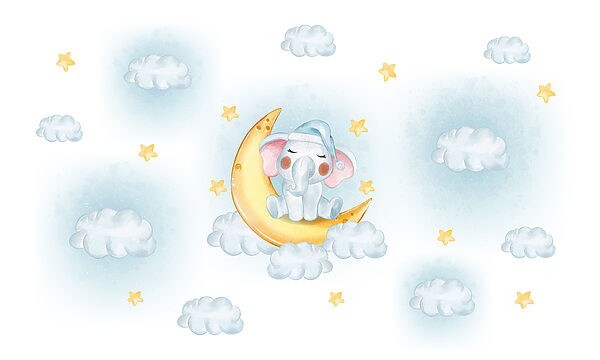 Cartoon elephant sitting on the moon Cartoon elephant sitting on the moon