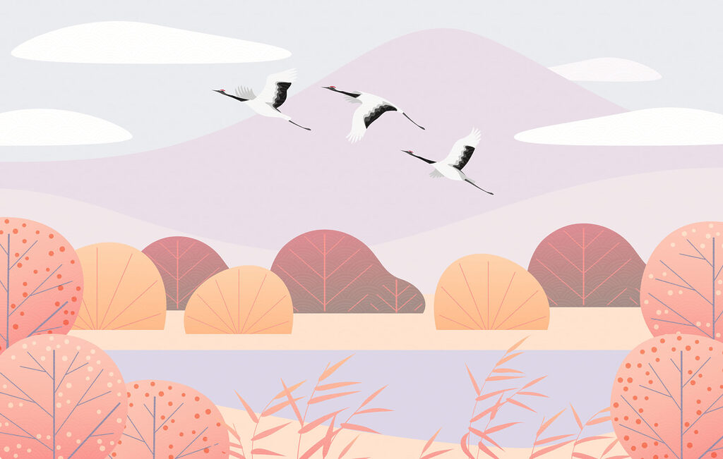 Birds flying in the sky