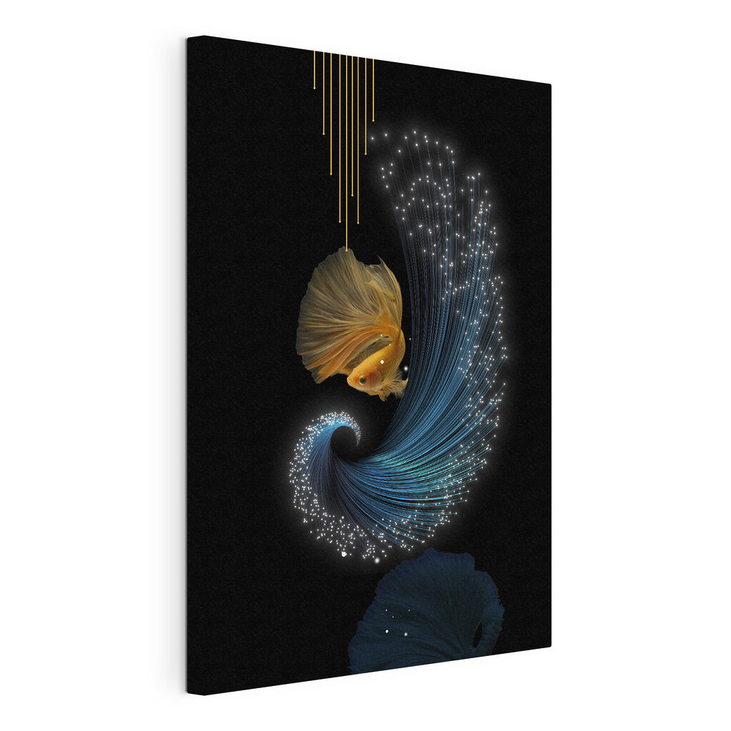 Betta fish adorned in shimmering light
