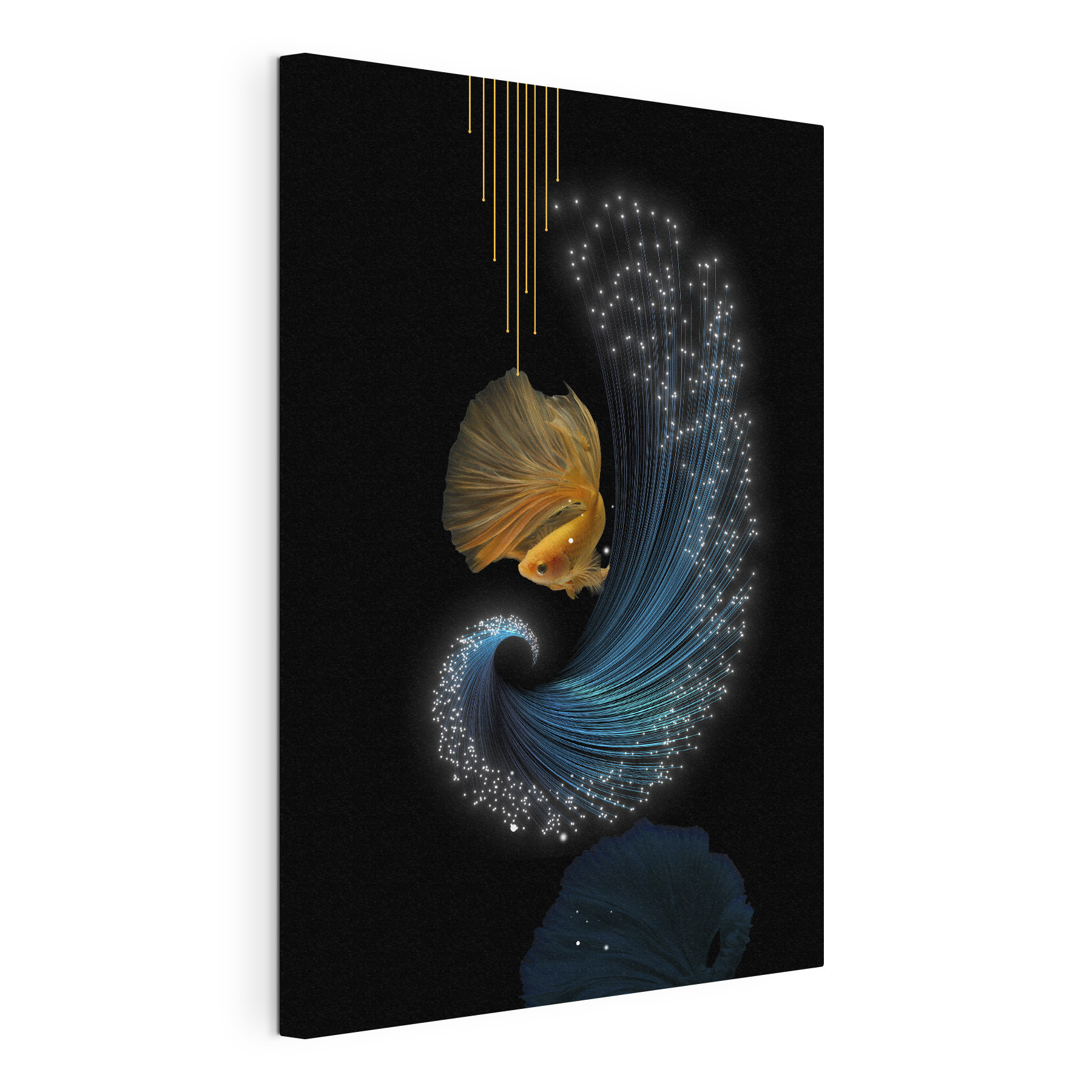 Betta fish adorned in shimmering light