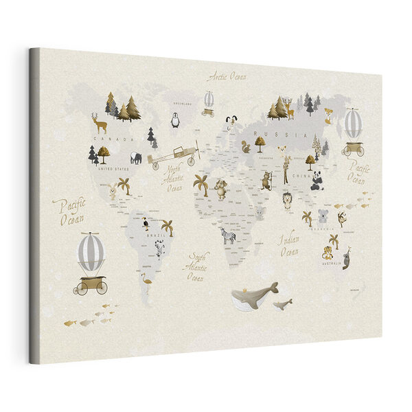 Mapa sveta so zvieratami Obraz Mapa sveta so zvieratami