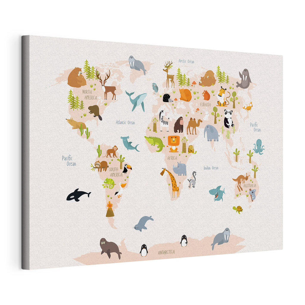 A map of the world with animals A map of the world with animals