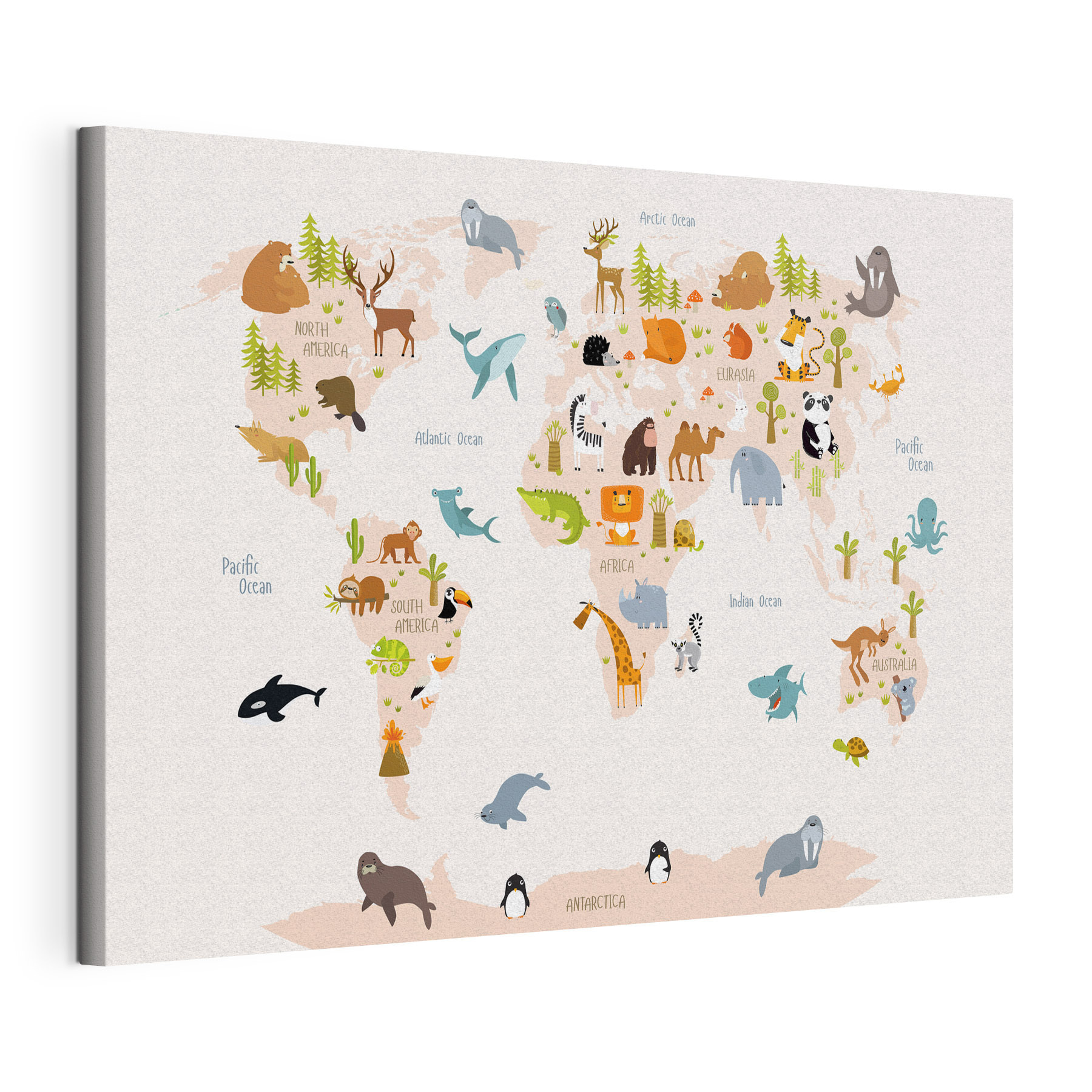 A map of the world with animals A map of the world with animals