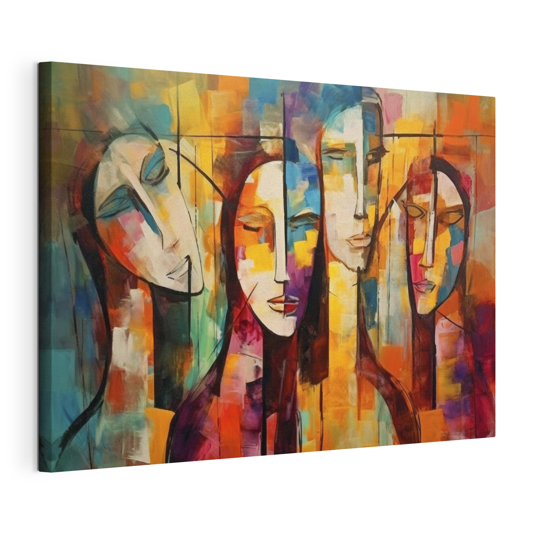 A painting of people's faces
