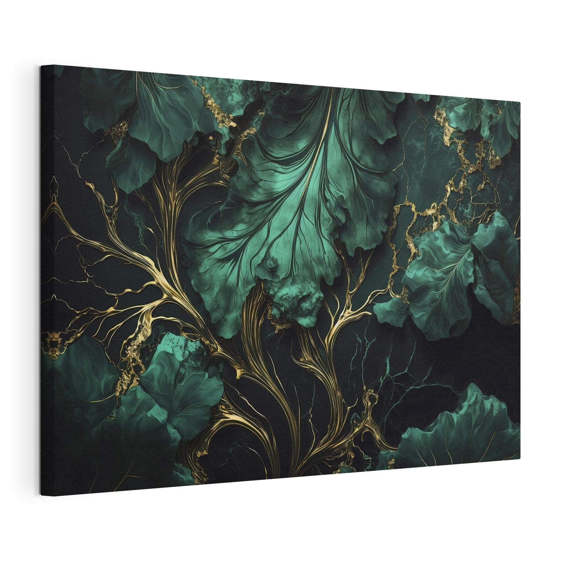 Elegant teal leaves with metallic veins Elegant teal leaves with metallic veins
