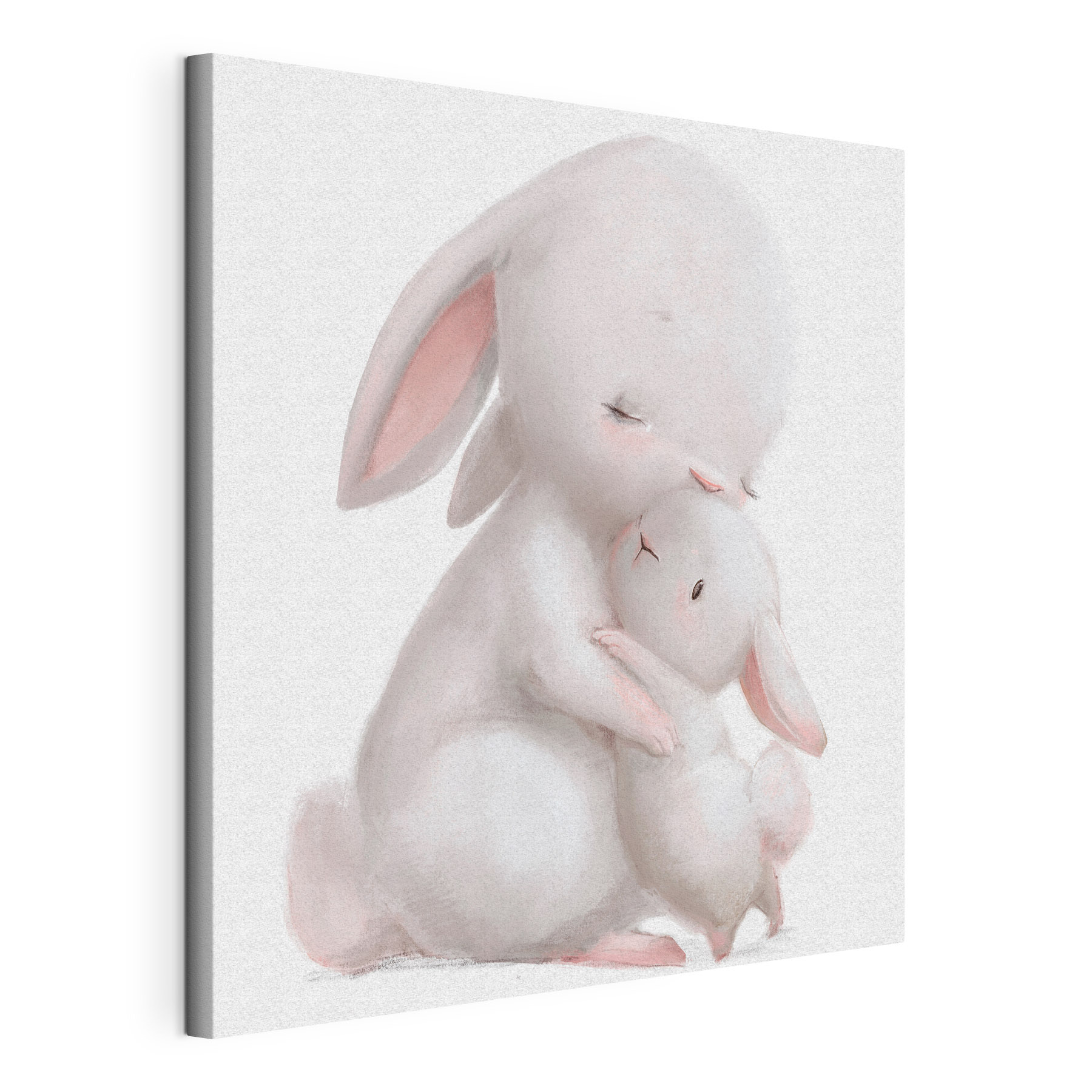 A cartoon of a rabbit hugging a baby rabbit A cartoon of a rabbit hugging a baby rabbit