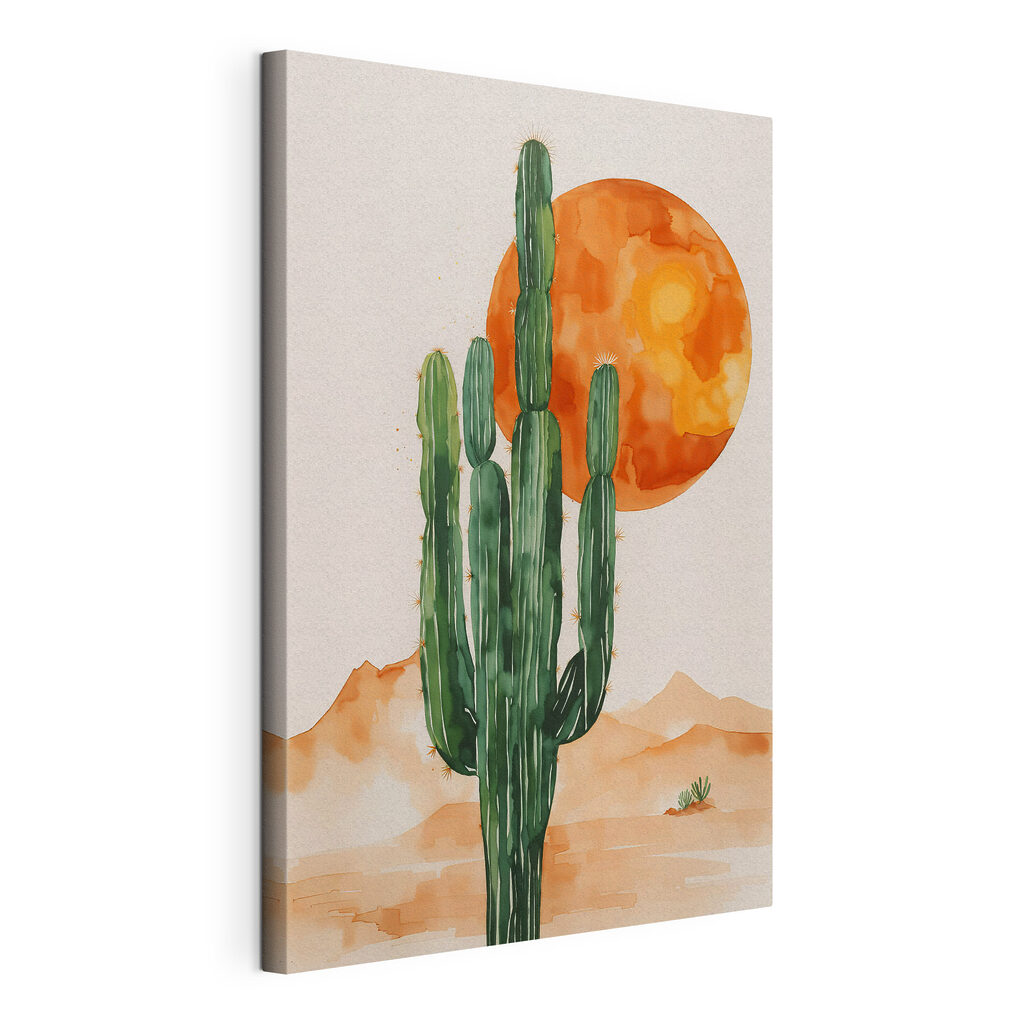 Painting of a cactus and a sun Painting of a cactus and a sun
