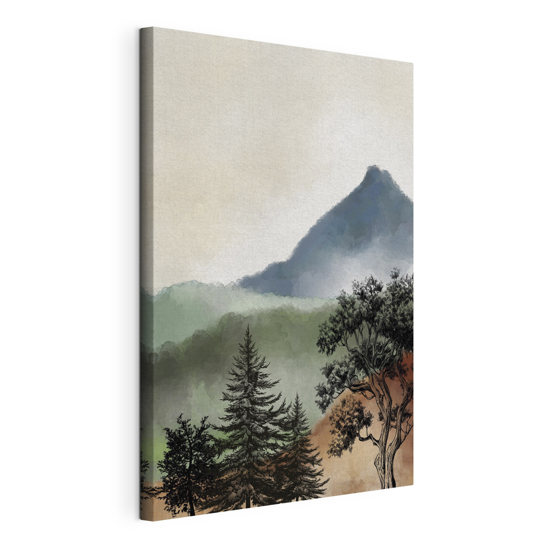 A painting of a mountain range A painting of a mountain range