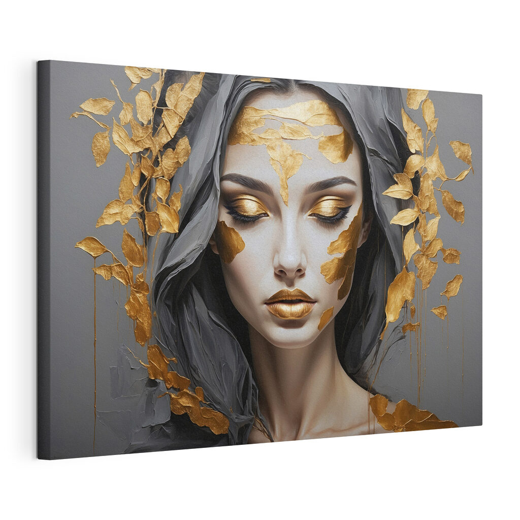 Ethereal beauty adorned in metallic leaves